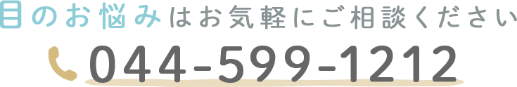 目のお悩みはお気軽にご相談ください 電話番号:0445991212